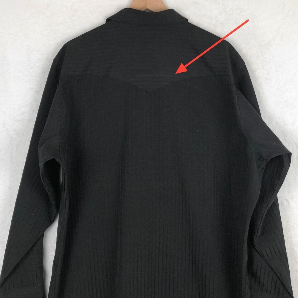 VTG WRANGLER Western Snap Shirt Men's Sz XL Black Shiny Shadow Stripe L/S Cowboy - Picture 9 of 9